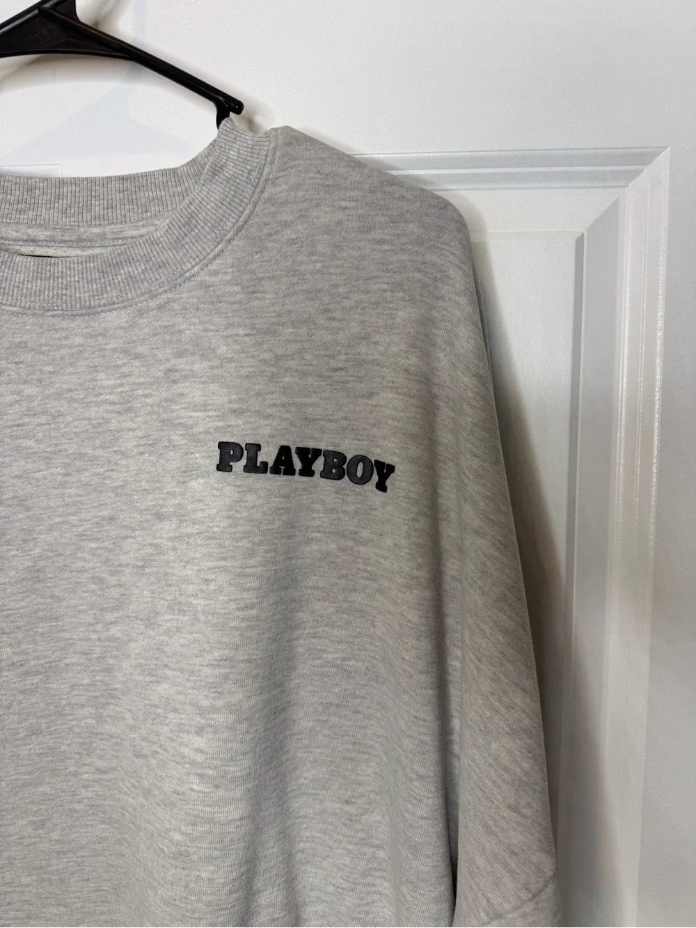 PLAYBOY Gray Crewneck Sweatshirt with Black Logo - Picture 3 of 6